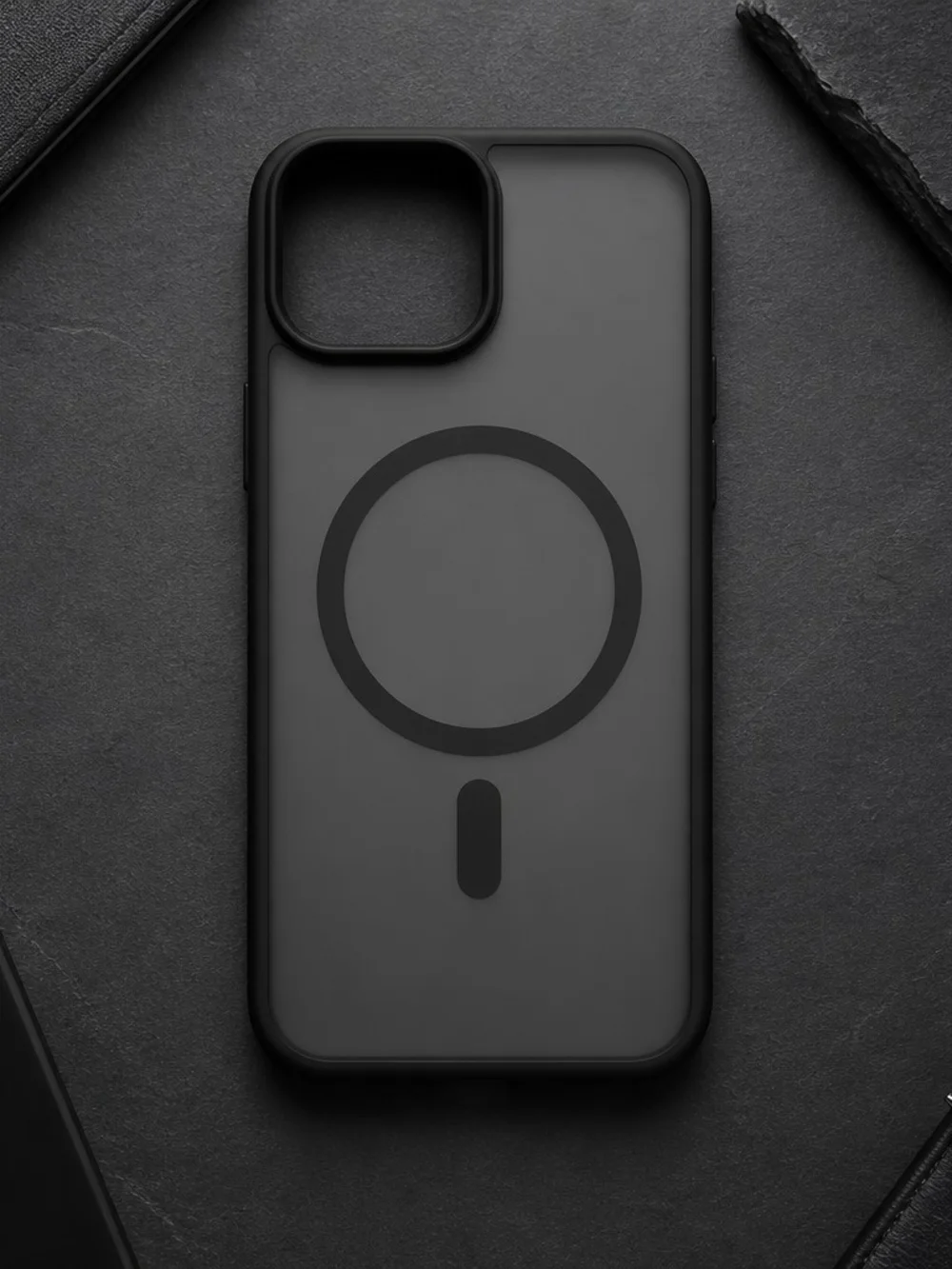 Black MagSafe-Compatible Phone Case For IP 15Plus